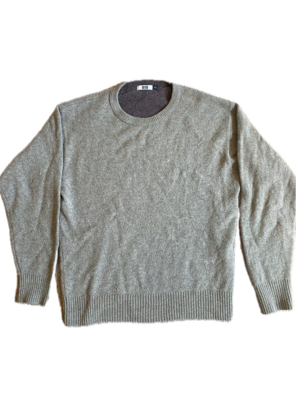UNIQL Wool Men’s Large  Crewneck Knit Sweater Tan Light Brown